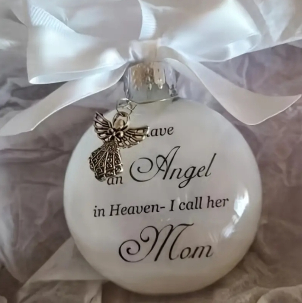 New Memorial Angel Ball Ornament – “Mom” Hanging Christmas Ornament | Sympathy